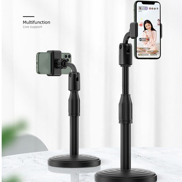 Giá đỡ 2 điện thoại để bàn cao cấp, Kẹp điện thoại livestream quay video tiktok,  điều chỉnh cao thấp tiện lợi sử dụng