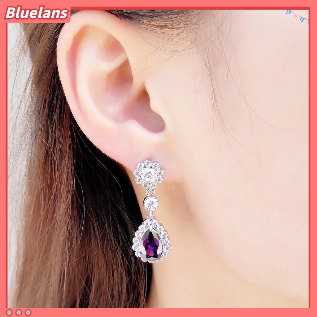 Đôi bông tai hình giọt nước đính kim cương thời trang cho nữ