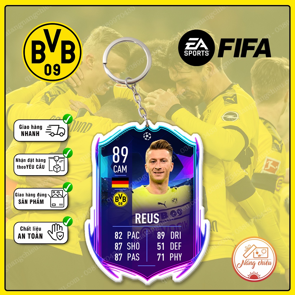 Móc khóa Rues, CLB bóng đá Borussia Dortmund - Dày In Sắc Nét 2 Mặt