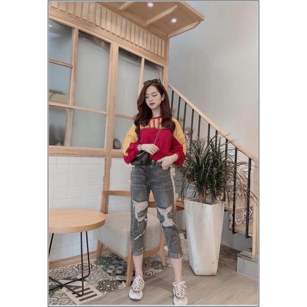 Quần jean nữ BAGGY 3166 LỬNG rách chất đẹp thời trang x331