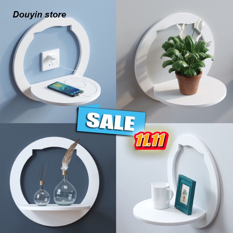 Kệ treo tường decor trang trí phòng ngủ, làm việc tải trọng lớn không cần khoan
