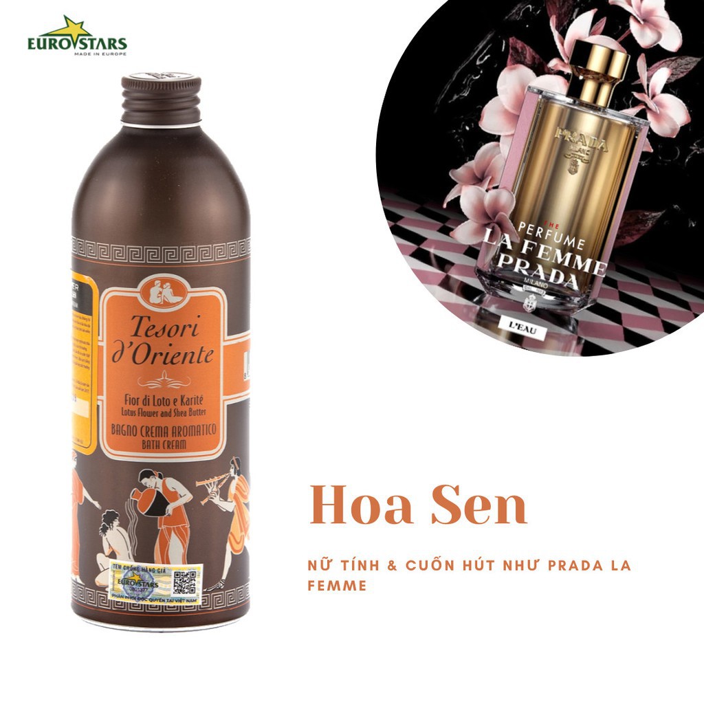 [ HÀNG CHÍNH HÃNG ] Sữa Tắm Nước Hoa Ý Tesori Hương Sen Chai Màu Nâu Size 250ml - 500ml Và Dưỡng Thể Trắng Da