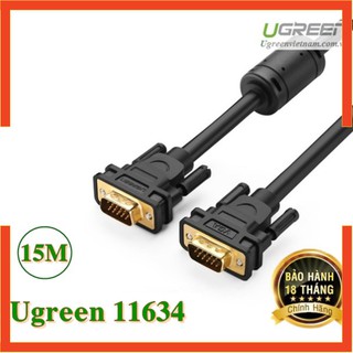 Cáp vga 3+9c dài 15m cho màn hình, máy chiếu chính hãng ugreen 11634