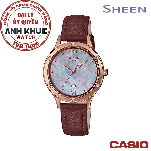 Đồng hồ nữ dây da Casio Sheen chính hãng Anh Khuê SHE-4546PGL-6AUDF