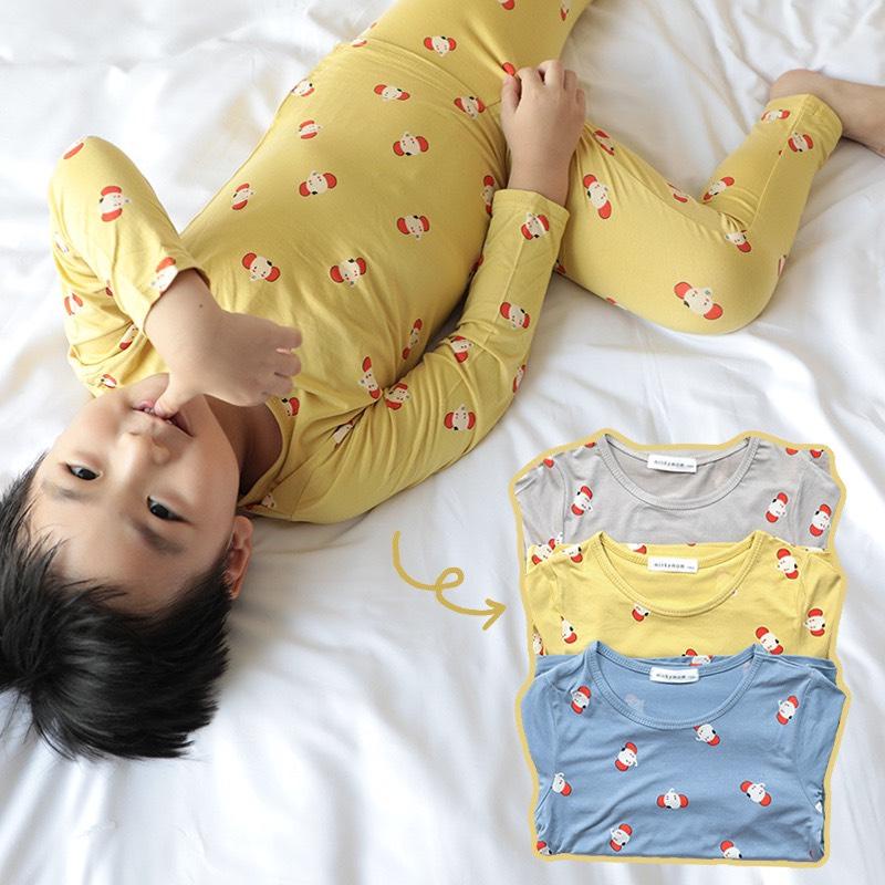 Bộ Quần Áo Dài Tay Thun Lạnh Hoạ Tiết Nhỏ Lưng Thun Cho Bé MINKYMOM Quảng Châu