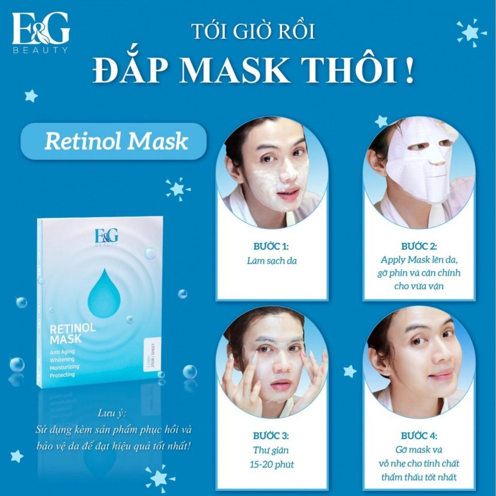 Mask Minhchaustore Mặt Nạ Retinol Mask E&G Beauty Tái Tạo Trẻ Hóa Da Giảm Mụn Giảm Thâm Nám Giúp Da Trắng Hồng