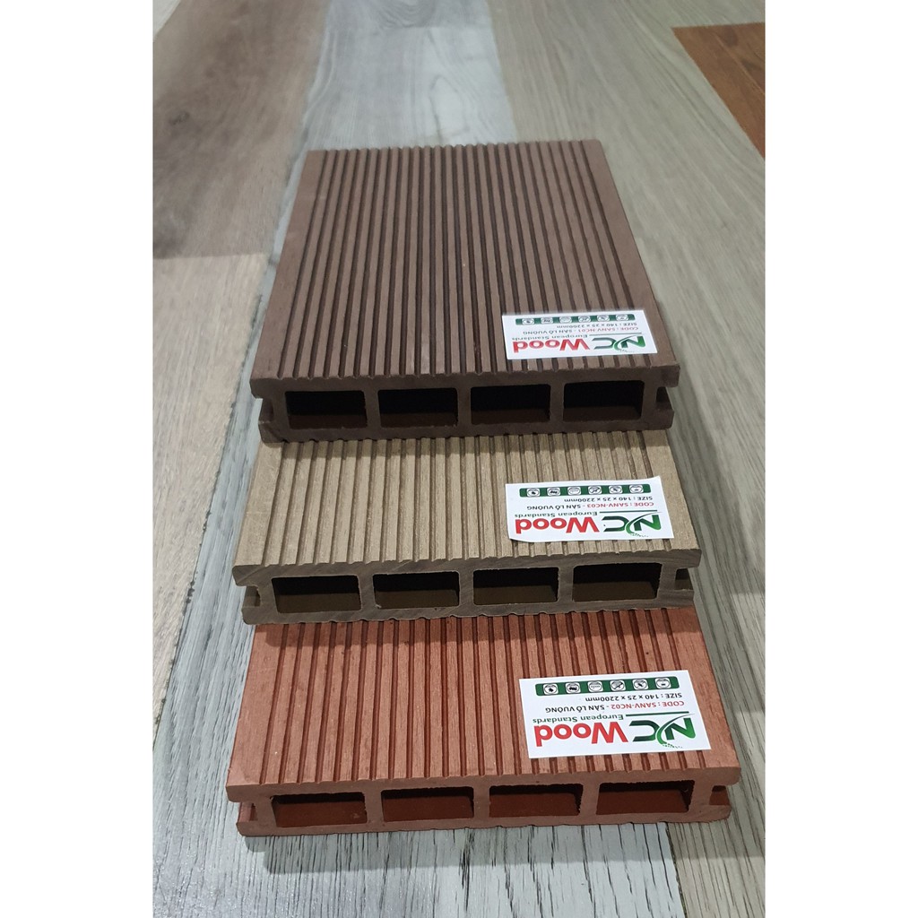 Thanh gỗ nhựa composite ngoài trời lỗ tròn, lỗ vuông