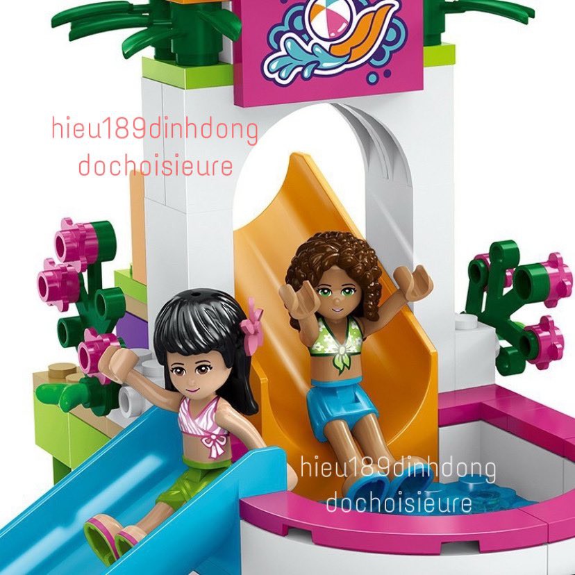Lắp ráp xếp hình NOT Lego Friends 41313 Lepin 01013, Bela 10611 : bể bơi mùa hè Hồ Trái Tim 593 mảnh