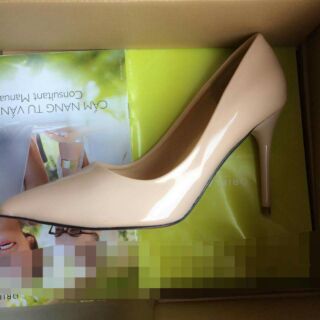Cao gót Calla đế đỏ màu nude da 7p