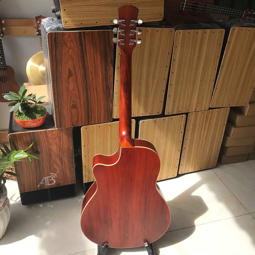 Đàn guitar acoustic SVA2 - Đàn gỗ thịt có ty chống cong cần - Khóa đúc - Tặng bao dù và phụ kiện - Bảo hành 1 năm