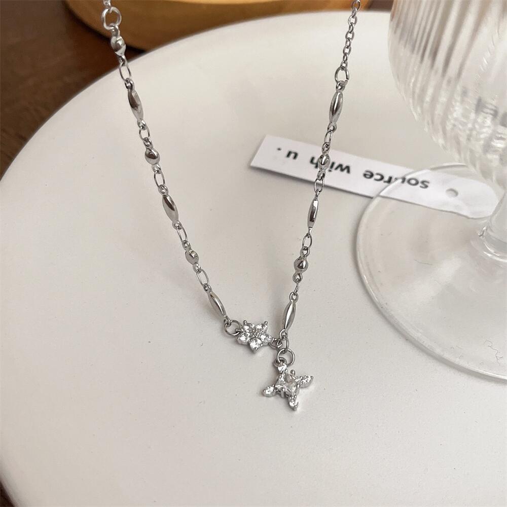 Vòng cổ Hình Bông Tuyết Đính Đá Đơn Giản Phong Cách Harajuku Thời Trang