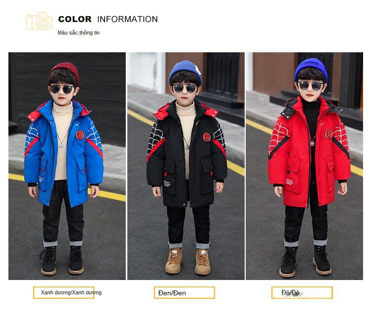 Boy Down Cotton Clothes Autumn And Winter Boy Children's Kids Winter Coat Spiderman Jacket