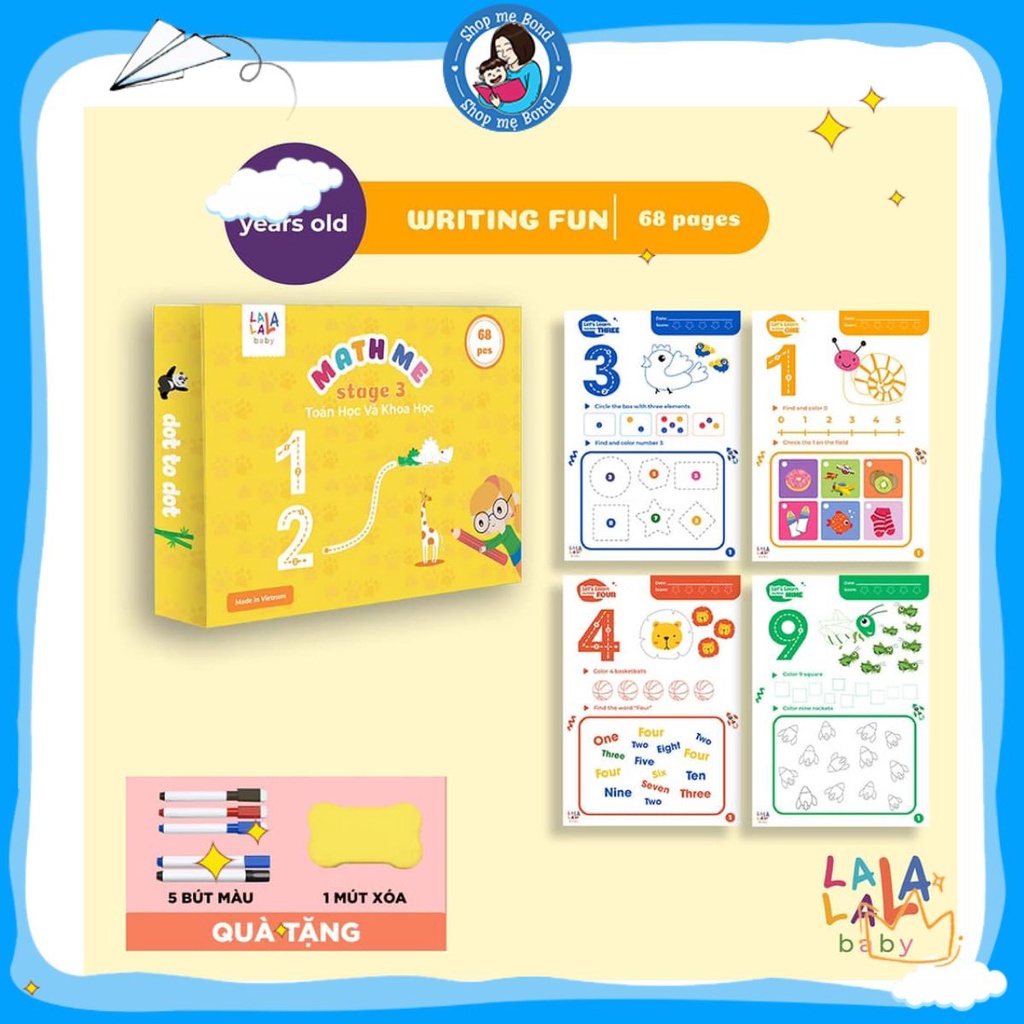 Bộ tập tô Toán học và khoa học luyện tập cầm bút, rèn luyện trí lực, M51 - 𝙎𝙃𝙊𝙋 𝙈𝙀̣ 𝘽𝙊𝙉𝘿