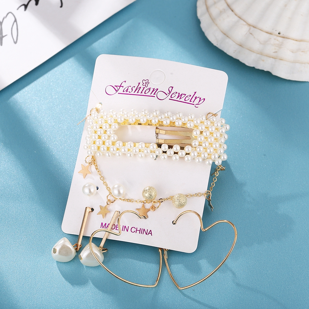 iF YOU Bộ Dây Chuyền + Khuyên Tai Và Kẹp Tóc Phong Cách Bohemian Thời Trang Dành Cho Nữ