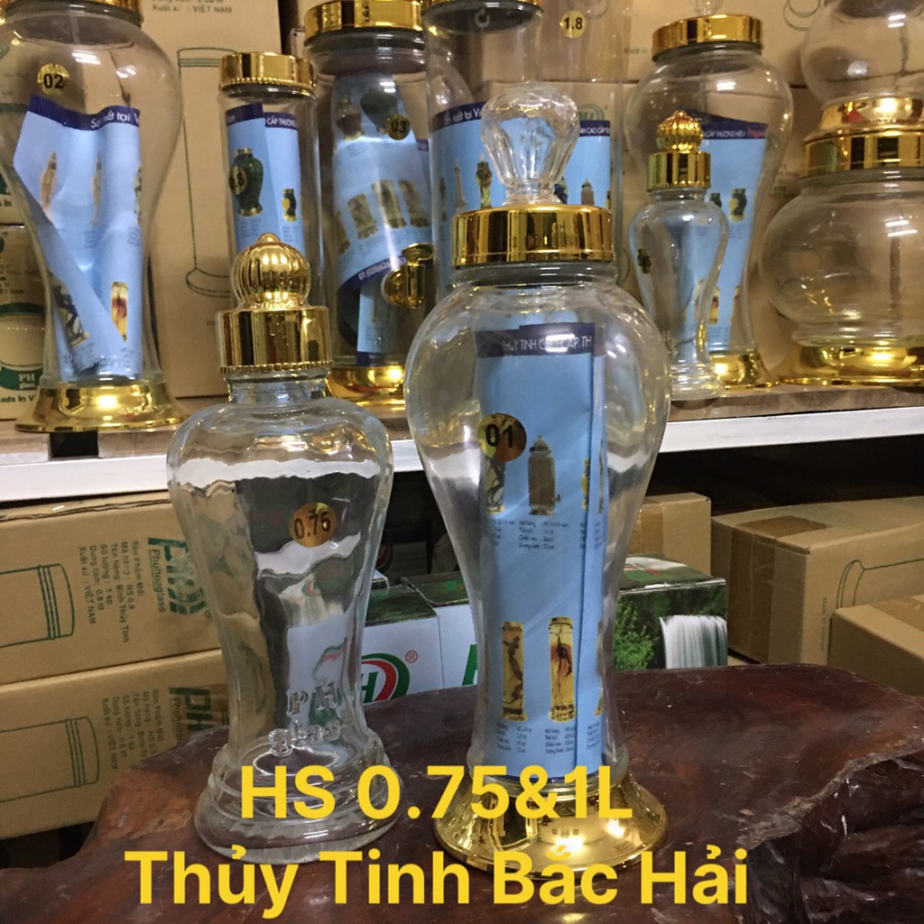 Bình Thủy Tinh Ngâm Rượu Hình Sâm 0.75L Và 1L-Thủy Tinh Bắc Hải