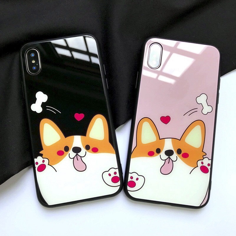 Ốp lưng iphone kính cặp đôi cún yêu case 14plus 14 pro max 13 12 promax 11 mini 6 6s 7 8 plus x xr xs Se