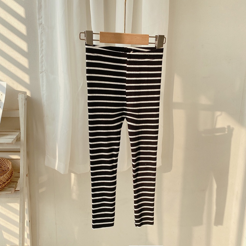 Quần Legging In Họa Tiết Kẻ Sọc Phong Cách Hàn Quốc Dễ Phối Đồ Thời Trang Cho Bé Gái