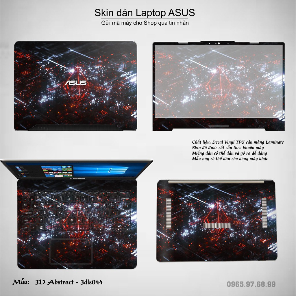 Skin dán Laptop Asus in hình 3D họa tiết (inbox mã máy cho Shop)