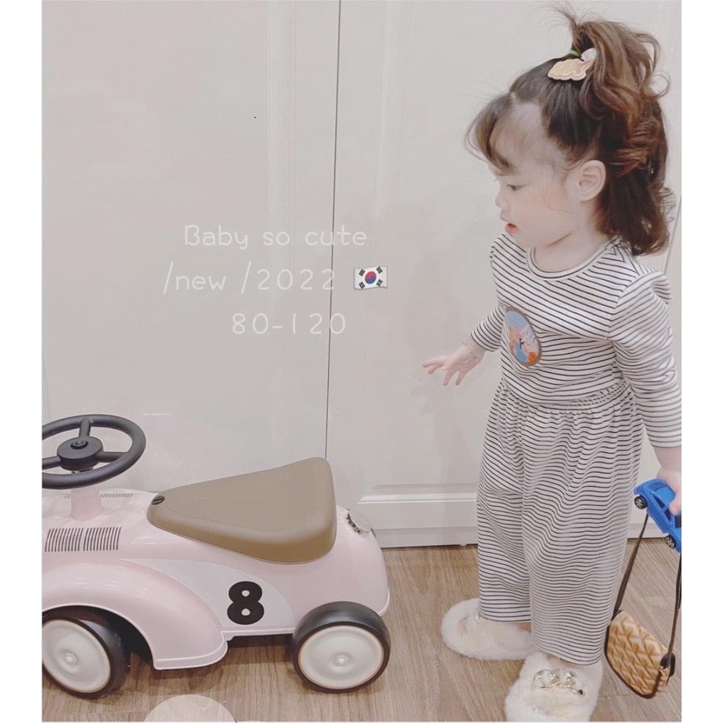 Bộ bé gái kẻ sọc ngang dài tay quần xuông ống rộng cạp chun 8-32kg XHN1040