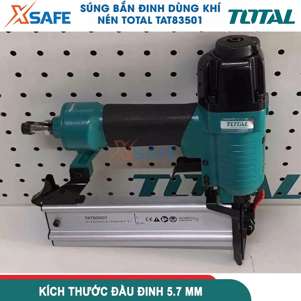 Máy bắn đinh khí nén TOTAL TAT83501, áp lực vận hành 4-7Bar, kích thước đinh 15-50mm - [CHÍNH HÃNG][XSAFE]