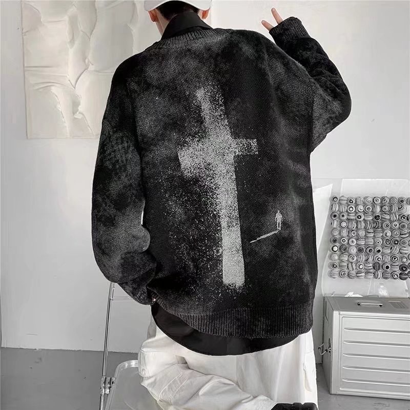 Áo sweater cổ tròn dáng rộng phong cách Âu Mỹ thời trang thu đông cho nam