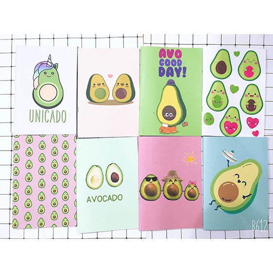 Vở quả bơ avocado S7VI19 vở hoạt hình sổ hoạt hình 25x17cm 80 trang giấy đẹp