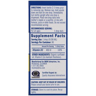 Vitamin D hữu cơ Mommy's Bliss 3.24ml