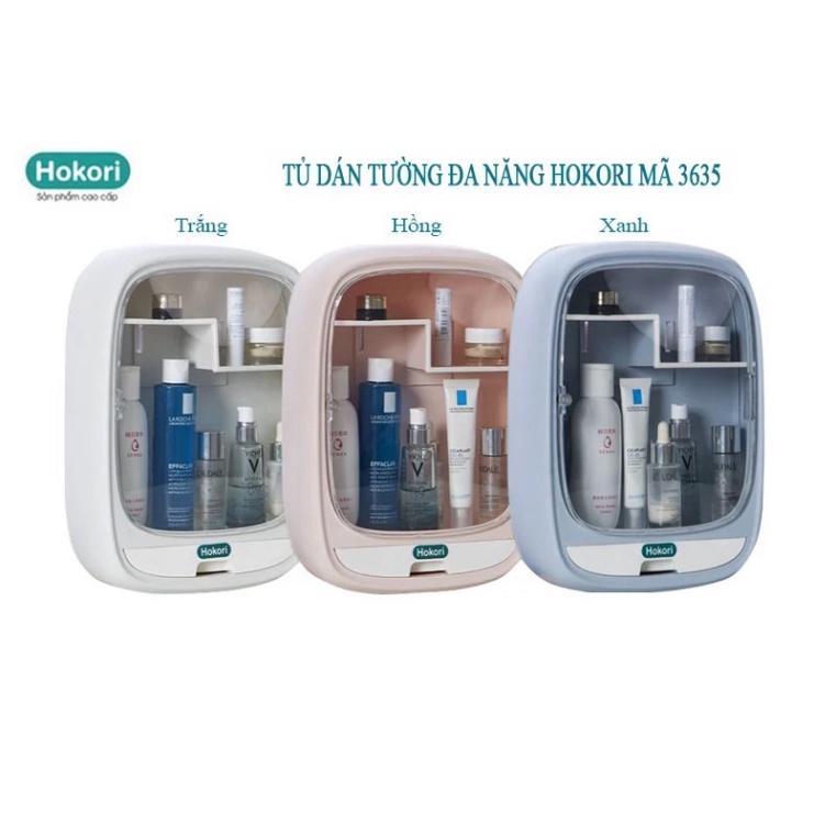 Tủ đựng mỹ phẩm treo tường Hokori cao cấp.Tủ để đồ treo tường chống nước ,có nắp nhựa trong