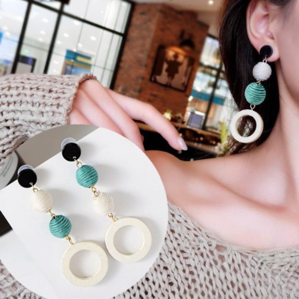 Bông Tai 3 Tròn Vải Thiết Kế Thời Trang Sang Chảnh