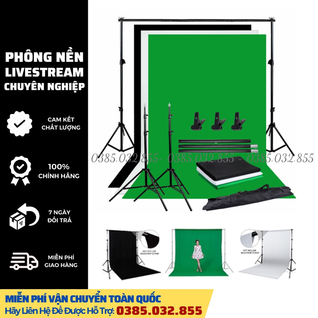 Phông nền livestream, chụp ảnh, quay video chuyên dụng 834 màu xanh lá
