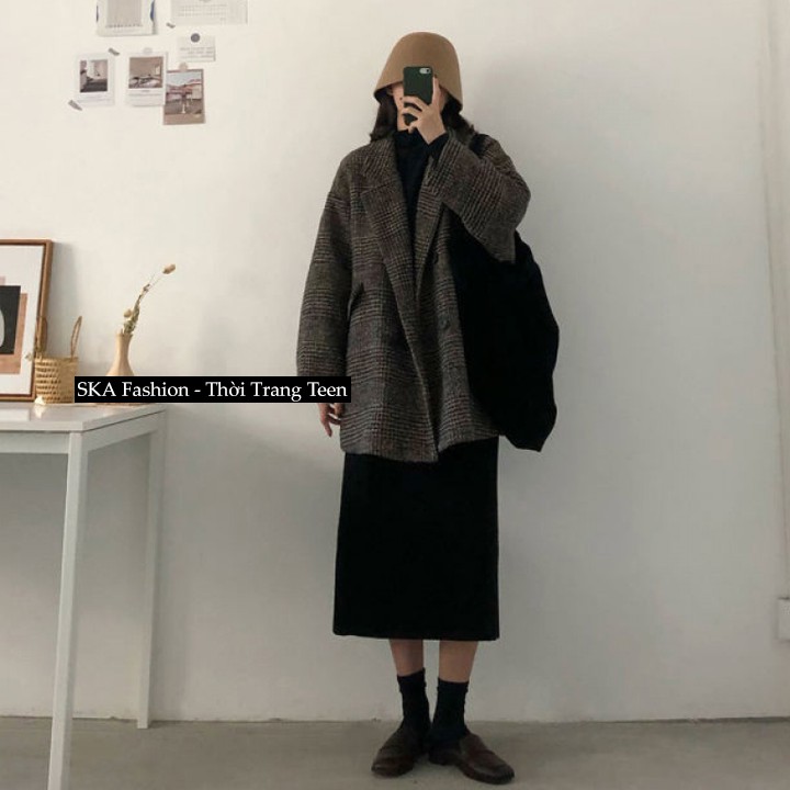 Áo Khoác Dạ Kẻ Blazer Đông Xuân 2021 Kẻ Retro 2 Lớp Loại 1 Form Rộng Ullzzang  | BigBuy360 - bigbuy360.vn