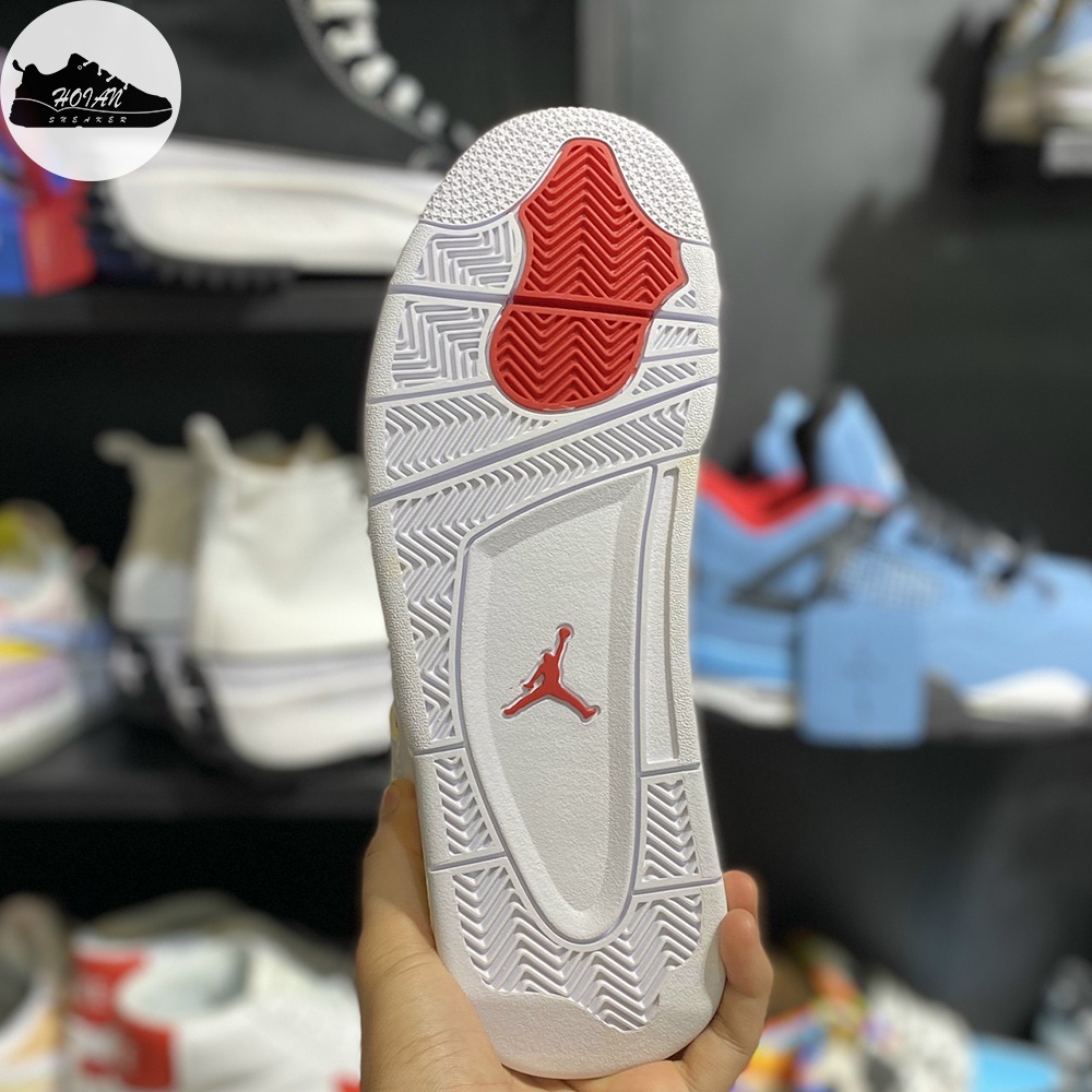 Giày Jordan 4 Metallic Red Sneaker Nam Nữ - Giày JD4 Bóng Rổ Màu Trắng Đỏ
