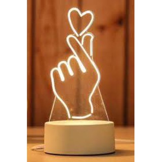 Đèn ngủ 3D, đèn trang trí, quà tặng ý nghĩa-Tay bắn tim