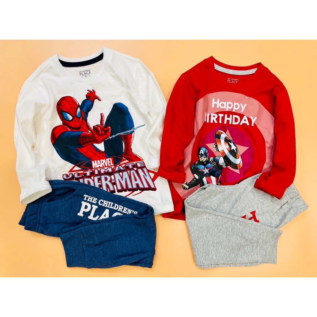 Bộ cotton dài tay Place nhiều hình bé trai size 1-5y
