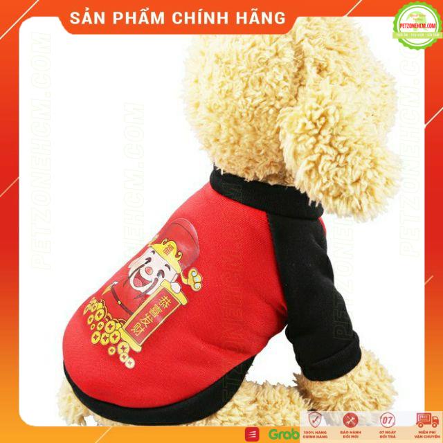 Áo tết hình thần tài cho chó mèoFREESHIP Thời trang chó mèo, màu đỏ mềm mại, thoải mái, chất thun dầy, mẫu áo mùa đông