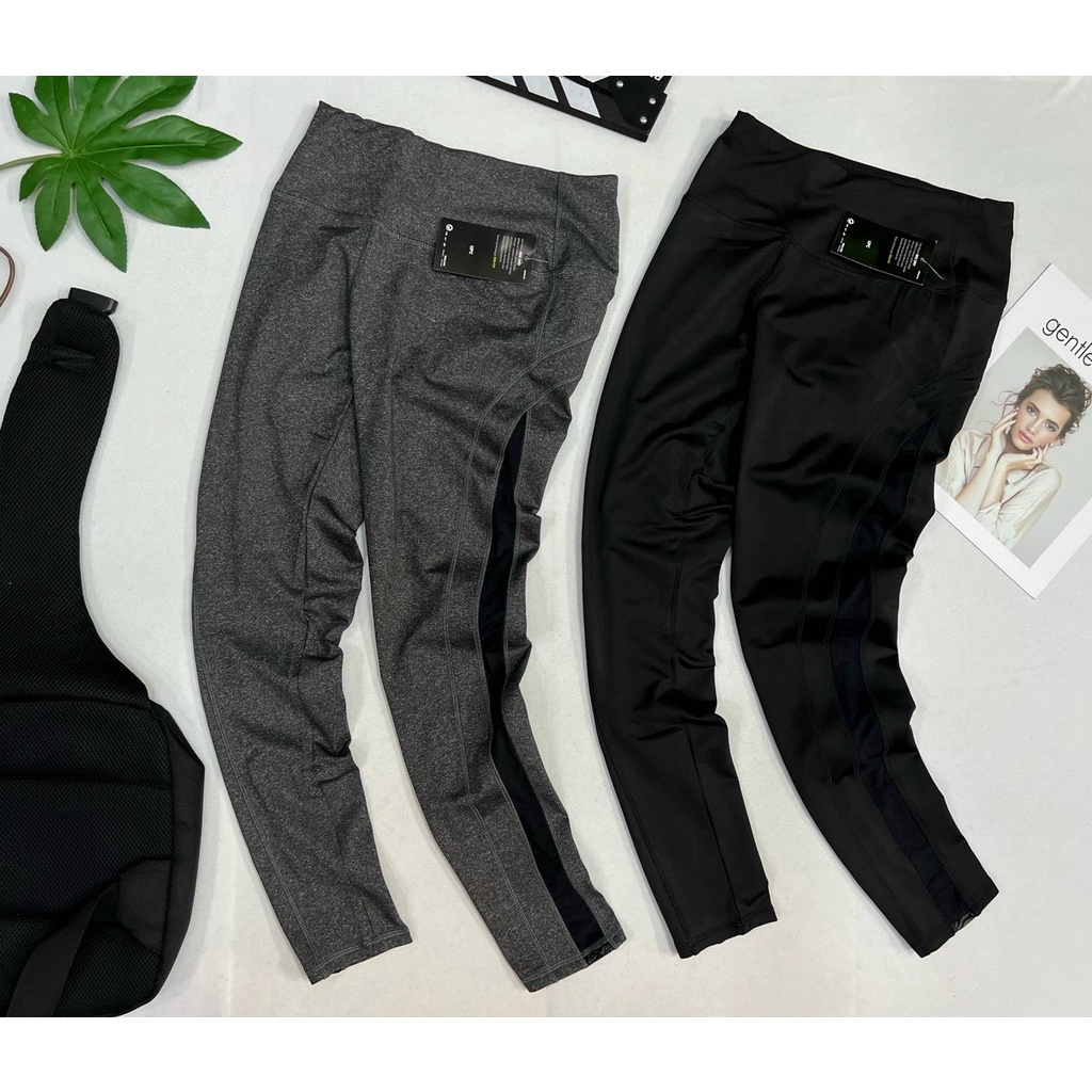 Quần Tập Gym Yoga Dài Phối Lưới Túi Nâng Mông, Quần Legging Thể Thao Aerobic In Chữ Ba Màu [Ảnh Chụp Thật] - OQ067
