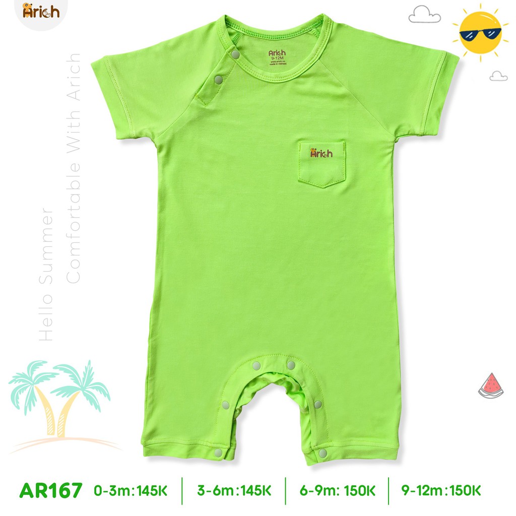 [Mã SKAMCLU8 giảm 10% cho đơn từ 100K] Body cộc trơn 3 màu mới 0-12M SỢI TRE Arich