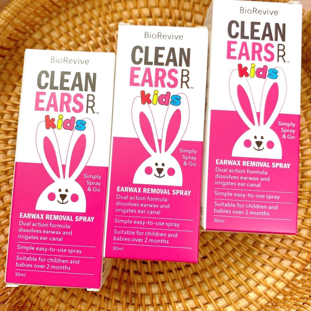 Xịt tai thỏ Cleanears kids làm sạch tai cho bé 30ml, úc, date xa