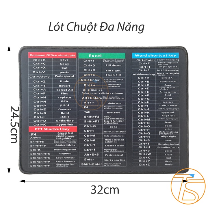 Lót Chuột Phím Tắt Dân Văn Phòng, Dân Thiết Kế Dài 80x28cm Cao Su Cao Cấp - Bàn Di Chuột, Pad Chuột Bảng Tiếng Việt