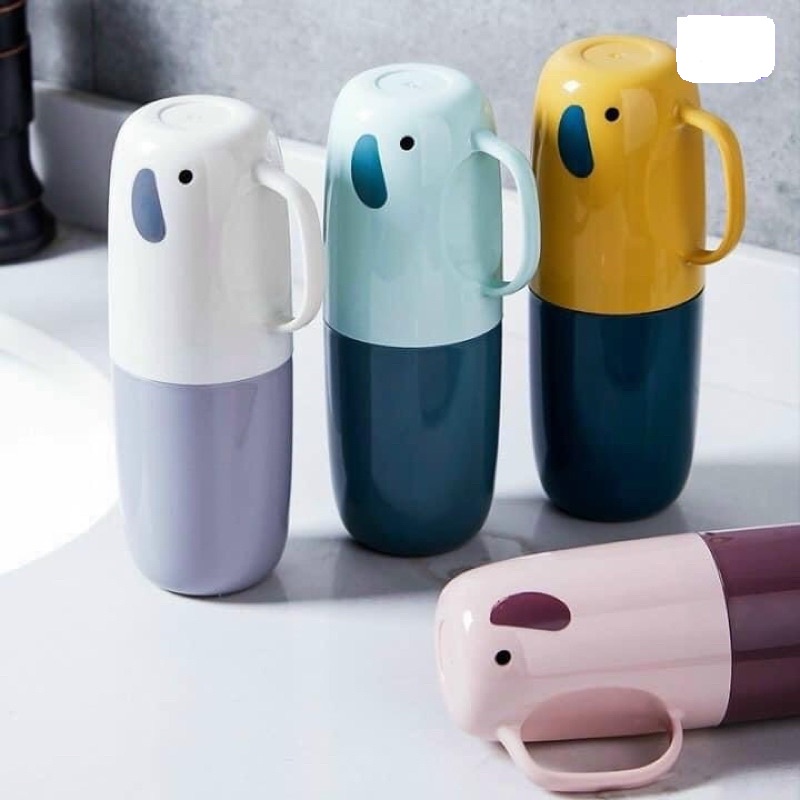 Cốc đựng bàn chải, kem đánh răng đi du lịch có quai