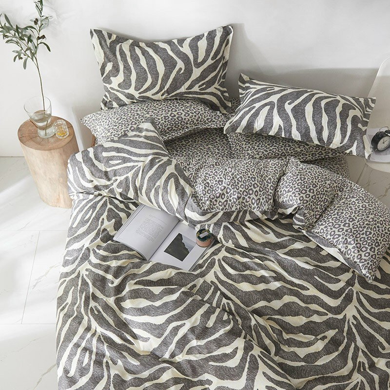 Bộ chăn ga gối ga giường cotton poly Hàn Quốc các mẫu ngựa vằn rằn ri - Ngân Khánh Bedding drap giường