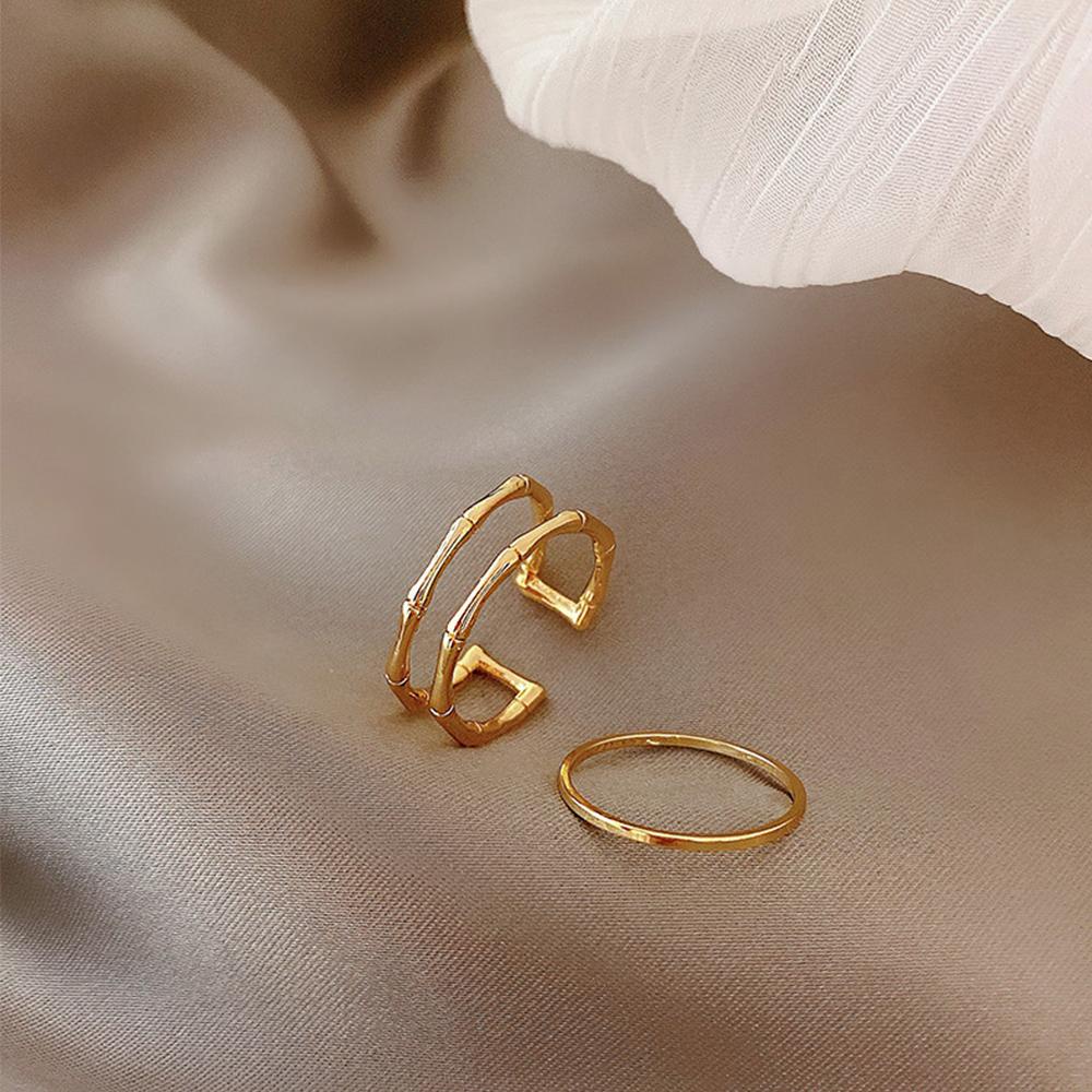Bộ Nhẫn Hở Bằng Kim Loại Phong Cách Cổ Điển Dành Cho Nữ