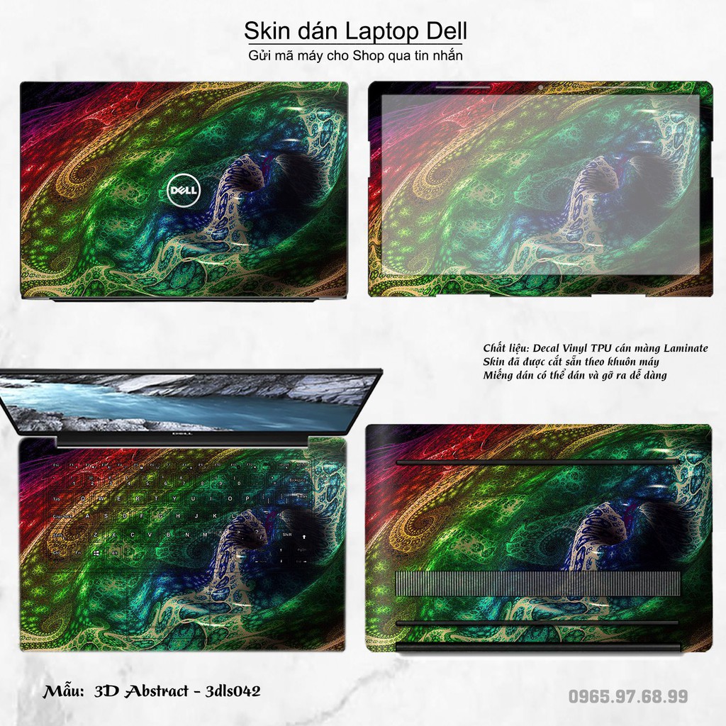 Skin dán Laptop Dell in hình 3D họa tiết (inbox mã máy cho Shop)