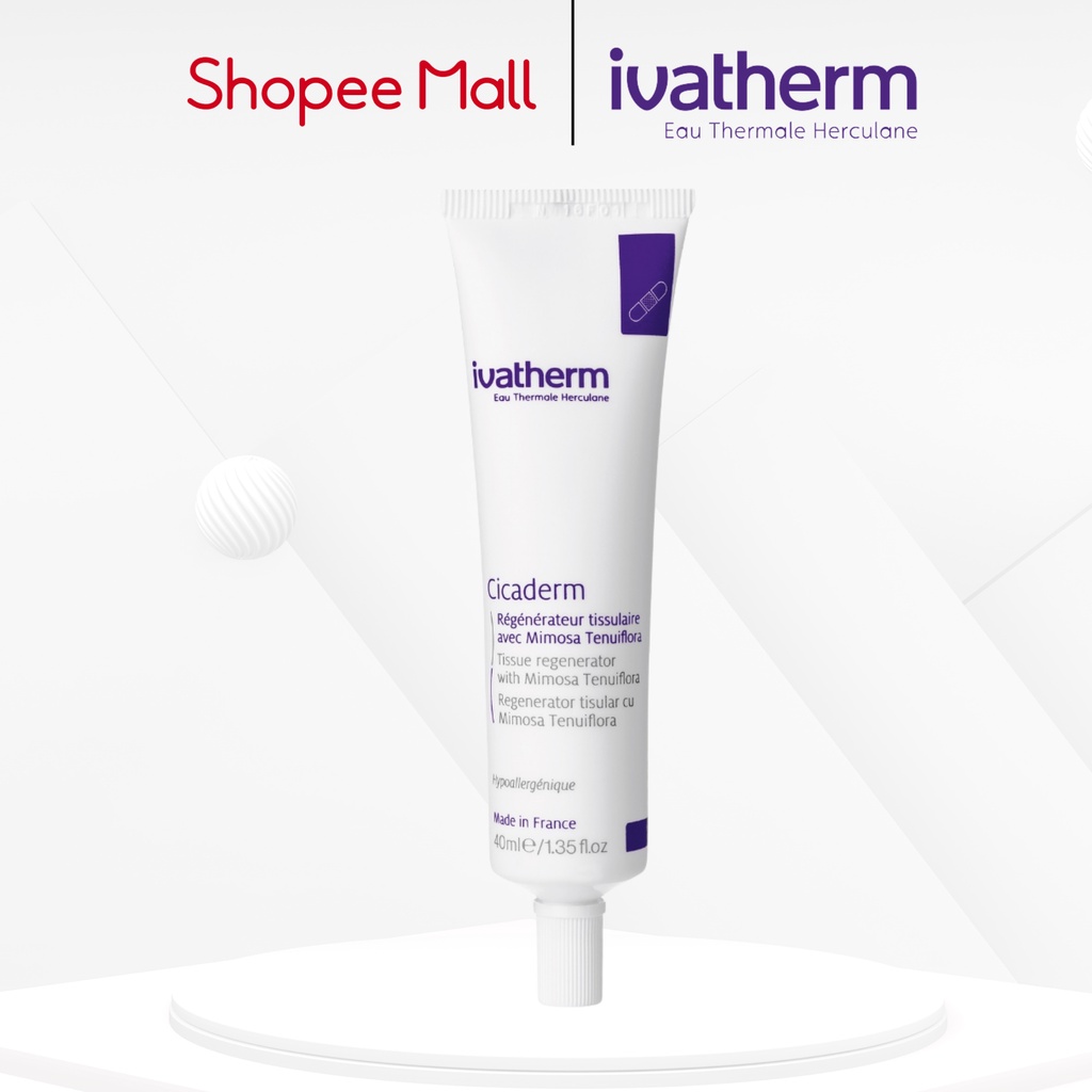 Kem dưỡng phục hồi da Cicaderm Ivatherm tuýp 40ml giúp làm lành tổn thương, ngăn ngừa hình thành sẹo- chính hãng