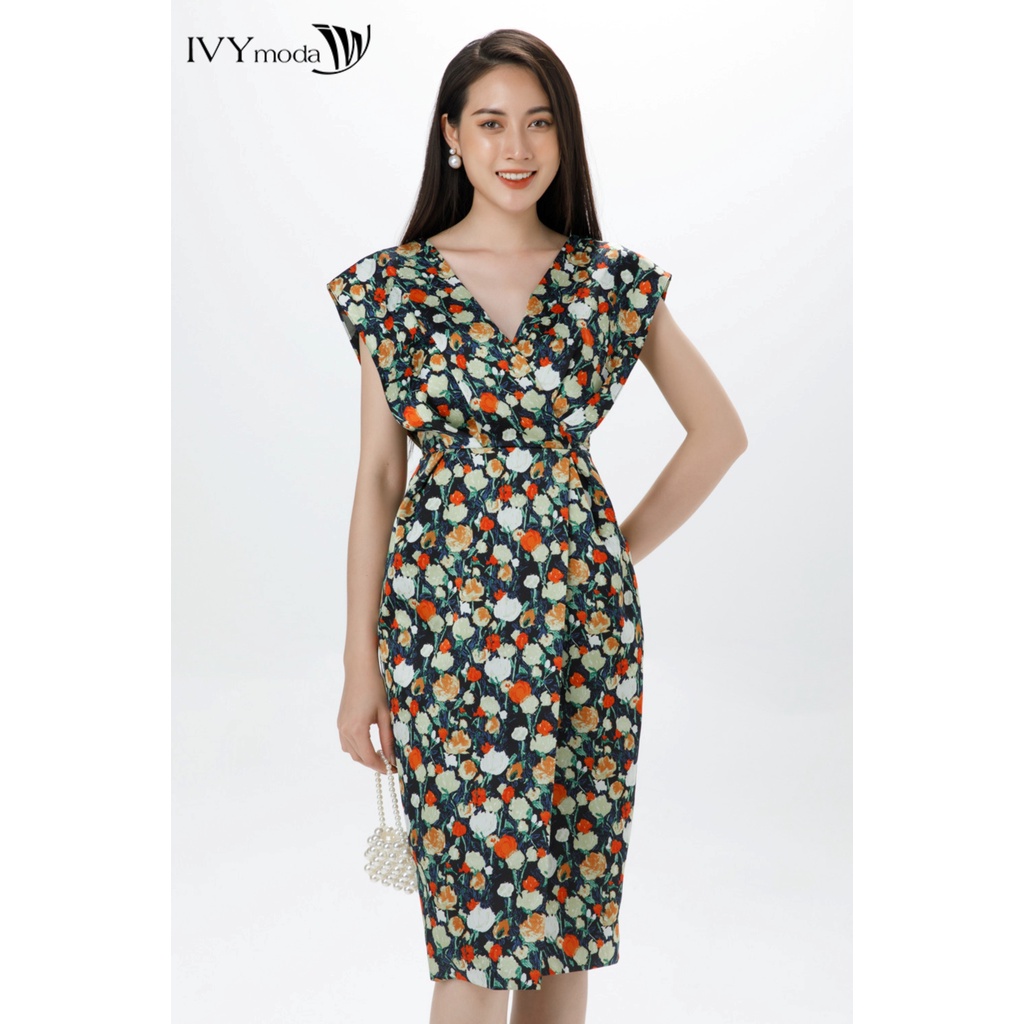 Đầm lụa xếp 2 lớp IVY moda MS 48M7491