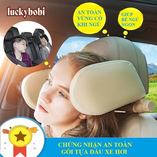 Gối tựa đầu ô tô (PK168)  gối đỡ cổ xe hơi da PU- kéo đỡ đầu 2 bên khi ngủ chống mỏi cổ