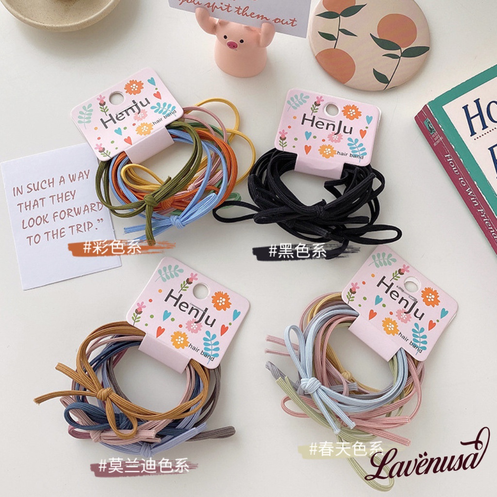 Dây buộc tóc cao cấp co giãn đáng yêu kiểu Hàn Quốc set 6 cái LAVENUSA CT12