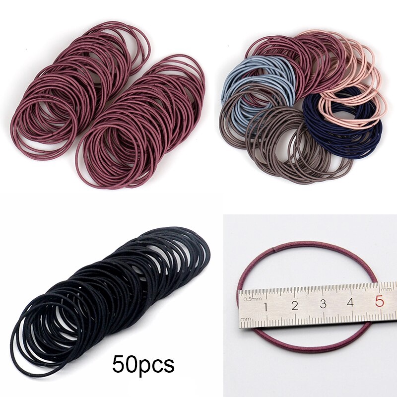 Set 50 Dây Buộc Tóc 5CM Co Giãn Thời Trang Dành Cho Nữ