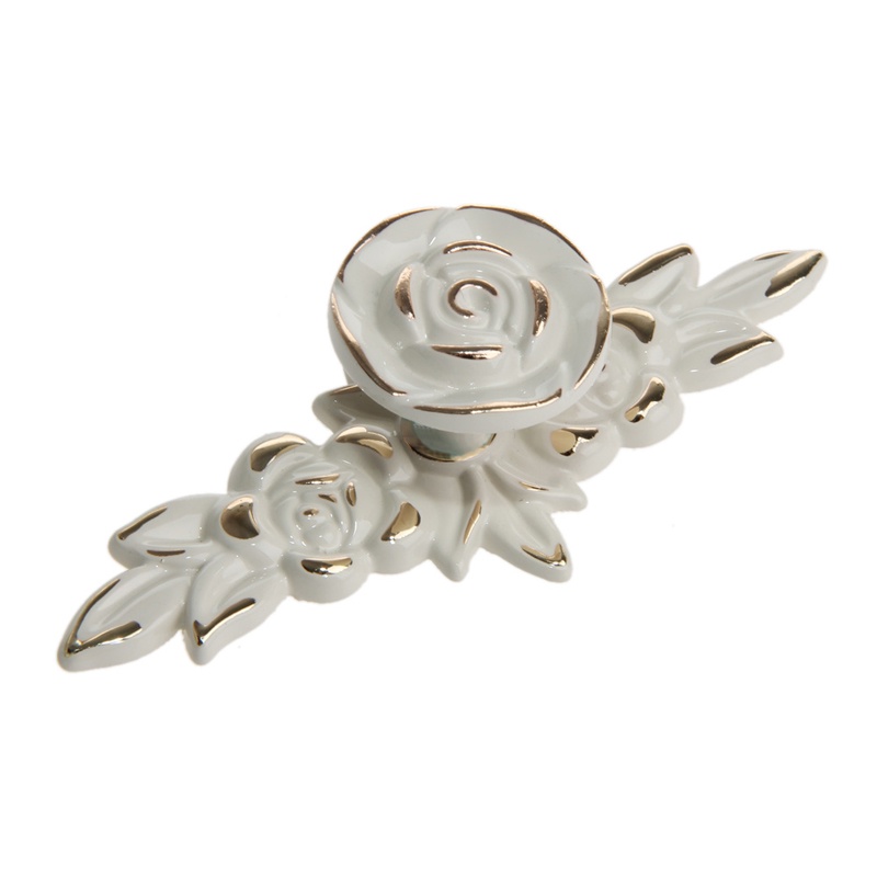 Tay Nắm Cửa Tủ Hình Hoa Hồng Vàng Phong Cách Cổ Điển