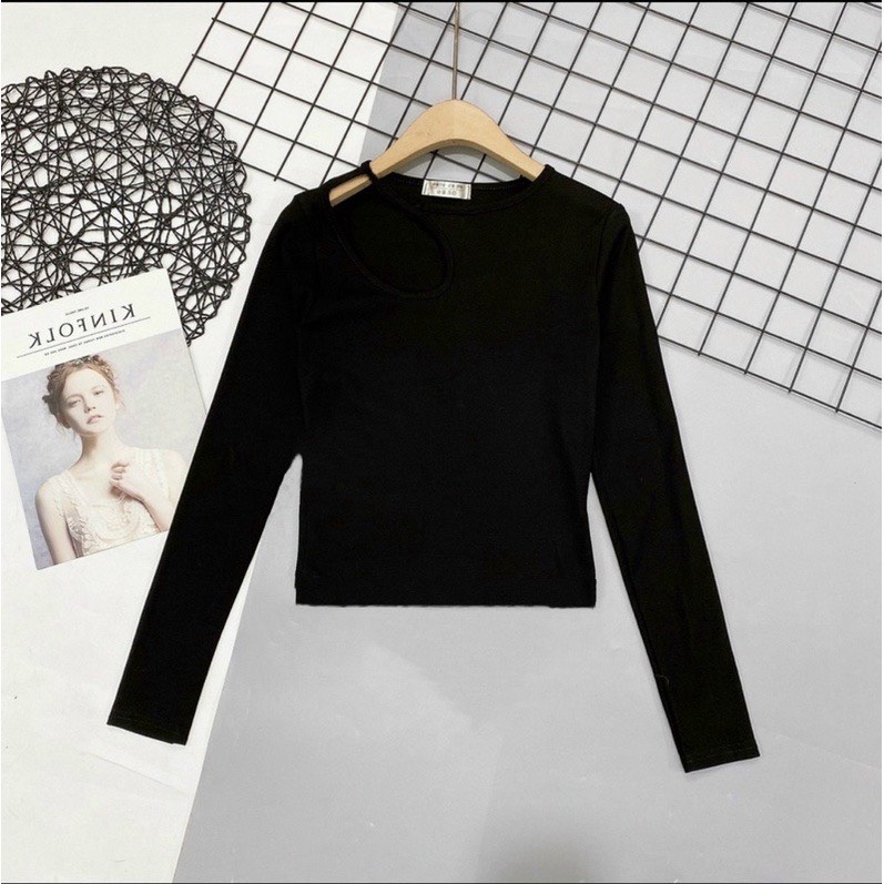 Áo khoét vai chất thun tăm co dãn tốt hai màu vanmiushop